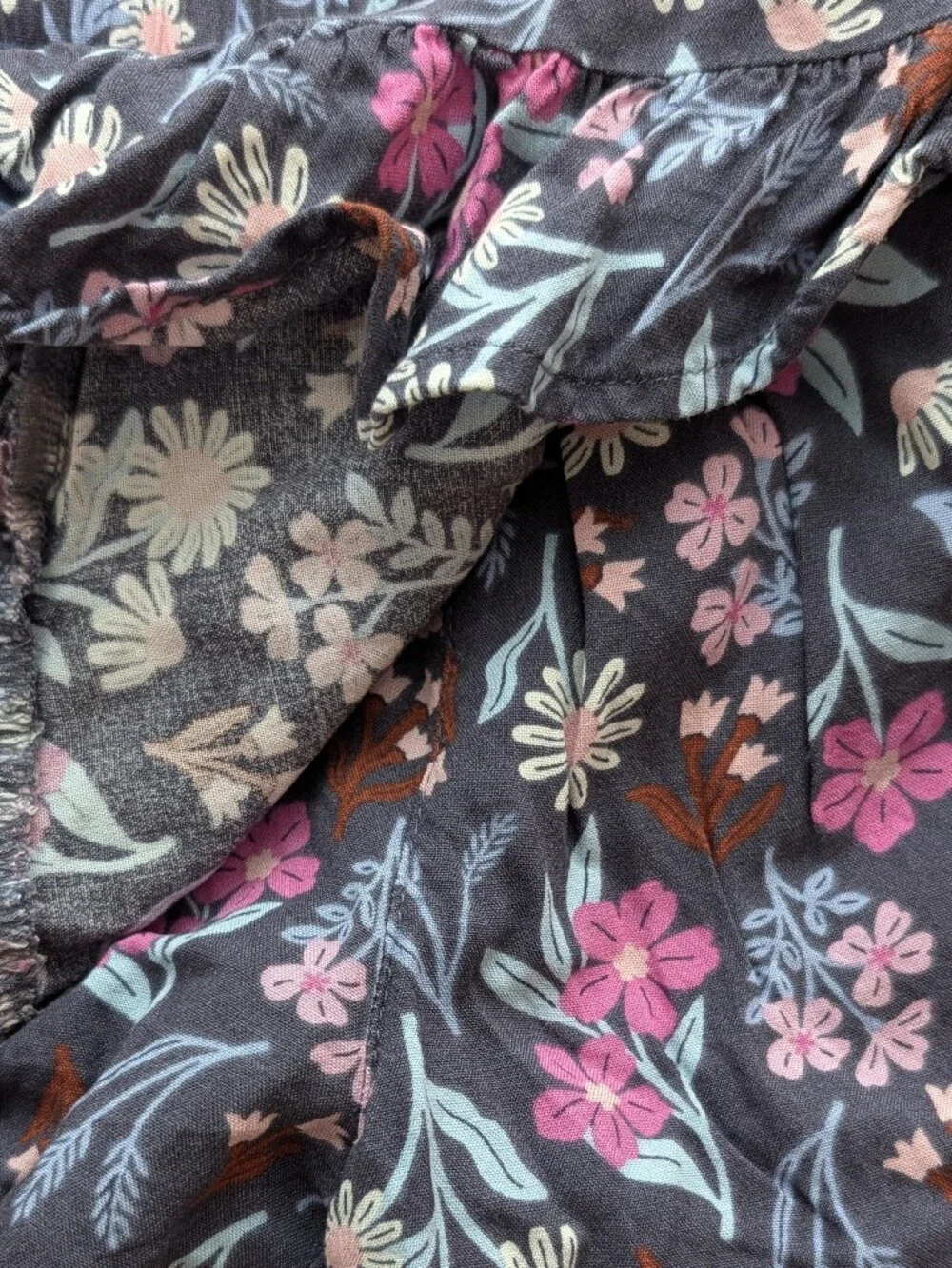 jumping beans Girls Floral Ruffle Skort Black with Pink & White Flower Size 7